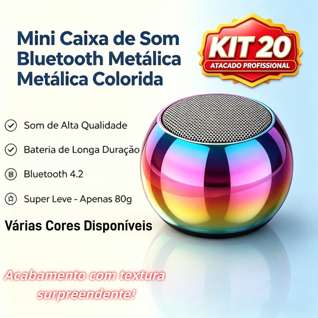 Atacado Kit 5/10/15/20 Mini Caixa Som Premium Bluetooth TWS Metal M3S | 3W Portátil | Cores Sortidas Presente