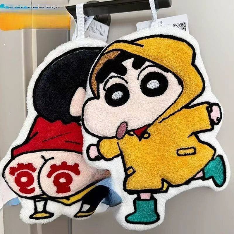 Nova toalha de mão em formato de lápis do Shin-Chan, fofa, absorvente, de secagem rápida, espessa, para cozinha e banhei
