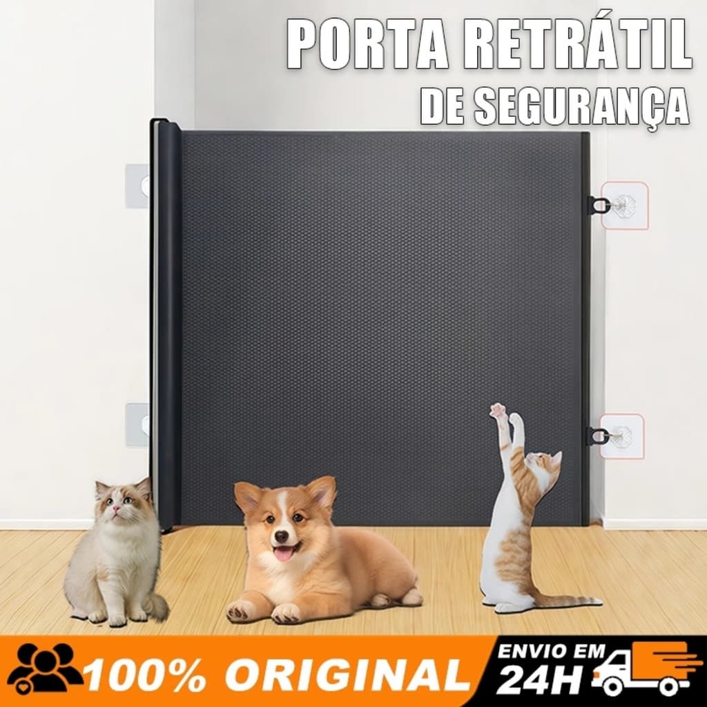 Tela Portão Barreira Separador de Proteção para Cachorro Gato Bebê Cerca Ajustável Anti-pulo Tela Pet Retrátil