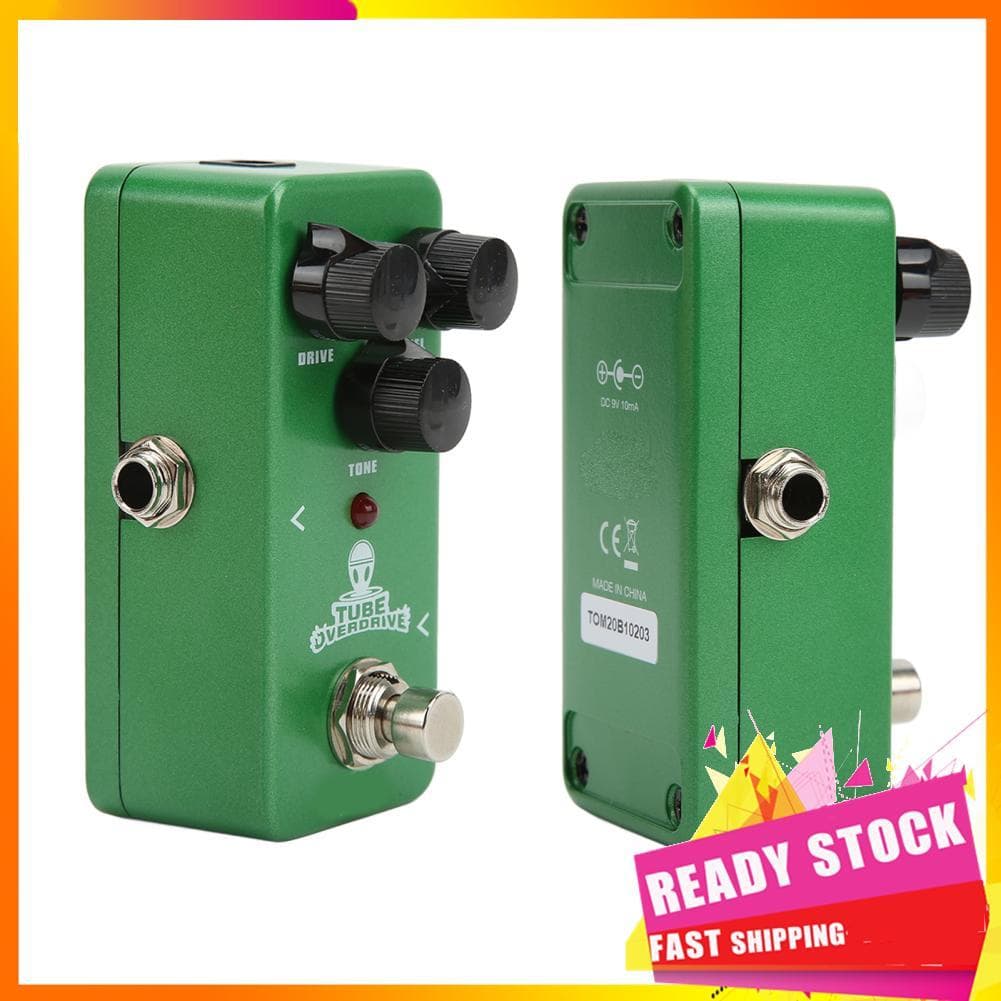 Gfgfgfgg Pedal de efeito de guitarra tubo overdrive único acessório de instrumento de concha de metal ajustável
