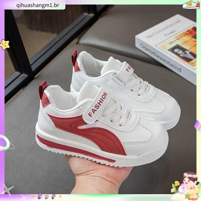 Tênis infantis de couro meninos meninas sapatos esportivos outono novo estilo sapatos estudante sapatos brancos All-Matc