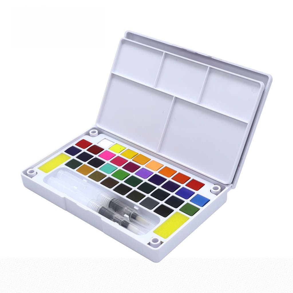 SeamiArt 12/18/24/36 colors Solid Watercolor Set with Brush Pen