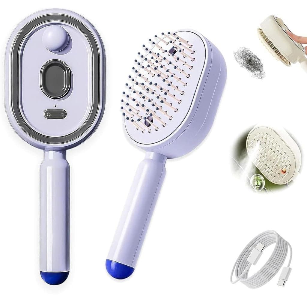 Escova de cabelo a vapor elétrica, escova de cabelo com almofada de ar e spray elétrico para mulheres, escova de cabelo