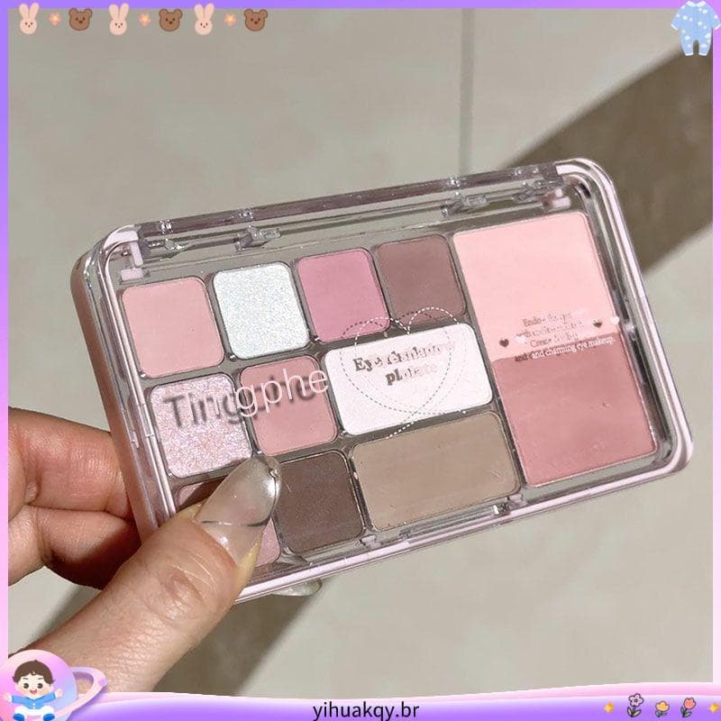 Paleta de sombras de 12 cores de alto valor multicolorida outono inverno fosco luz diária maquiagem contorno Blush três