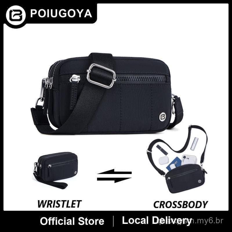 Bolsa Transversal Pequena Feminina POIUGOYA, Carteira de Pulso com Proteção RFID, Portátil e 2 Alças de Ombro, Bolsa Com