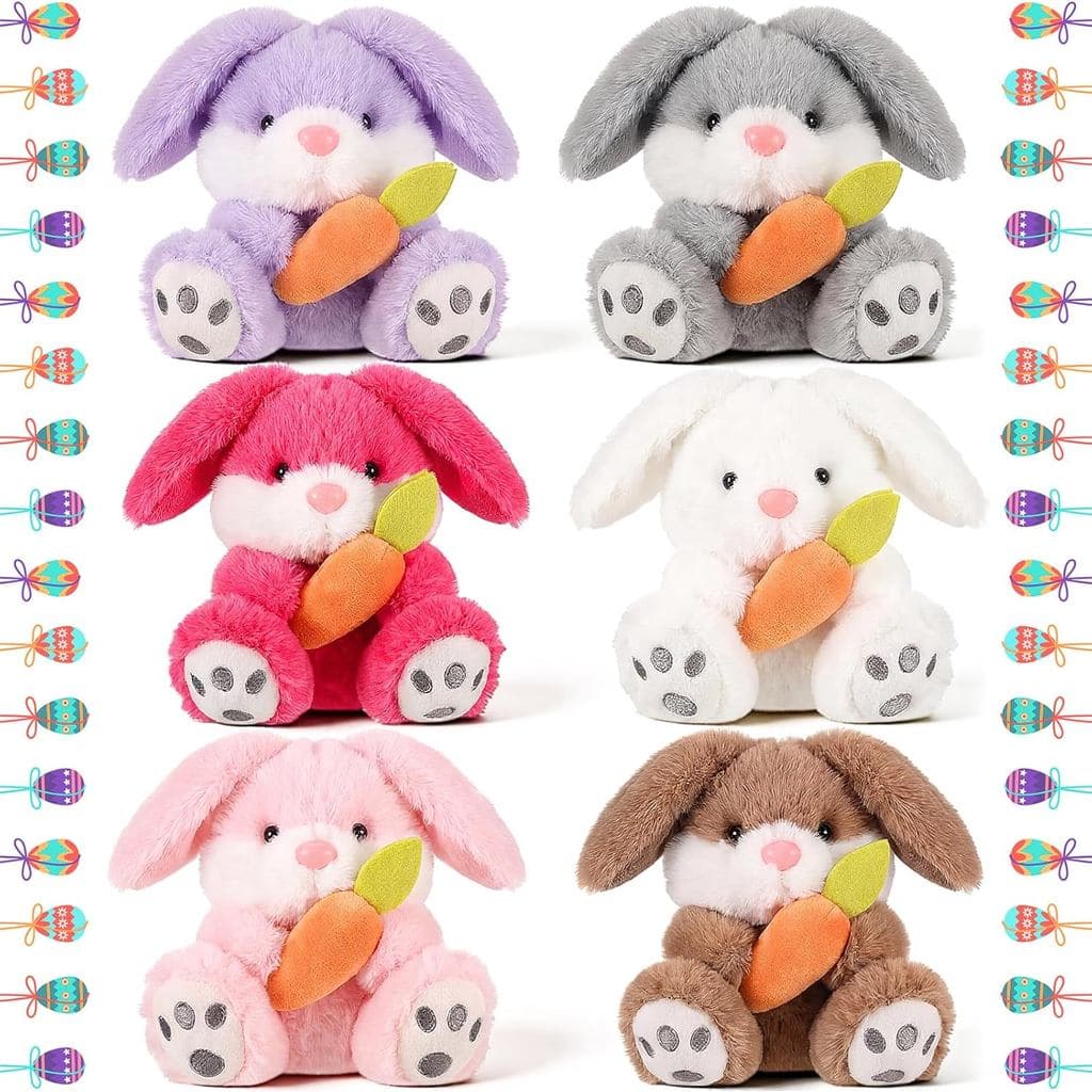 Simgoing Conjunto de 6 Coelhinhos de Pelúcia de Páscoa de 5,3 Polegadas, Coelhinho de Pelúcia Sentado com Orelhas Caídas