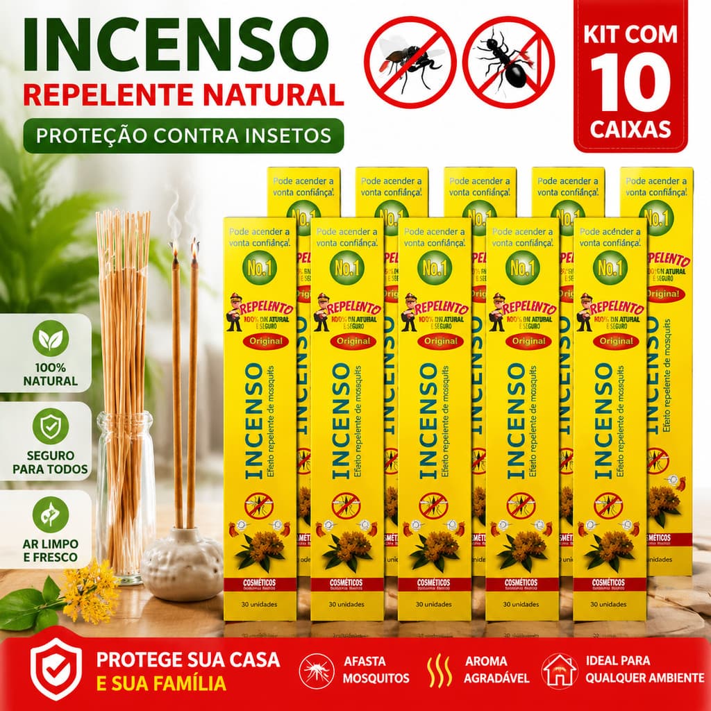 300pcs Palitos Incenso Repelente mosquito - Proteção Anti-Insetos, Seguro para Crianças