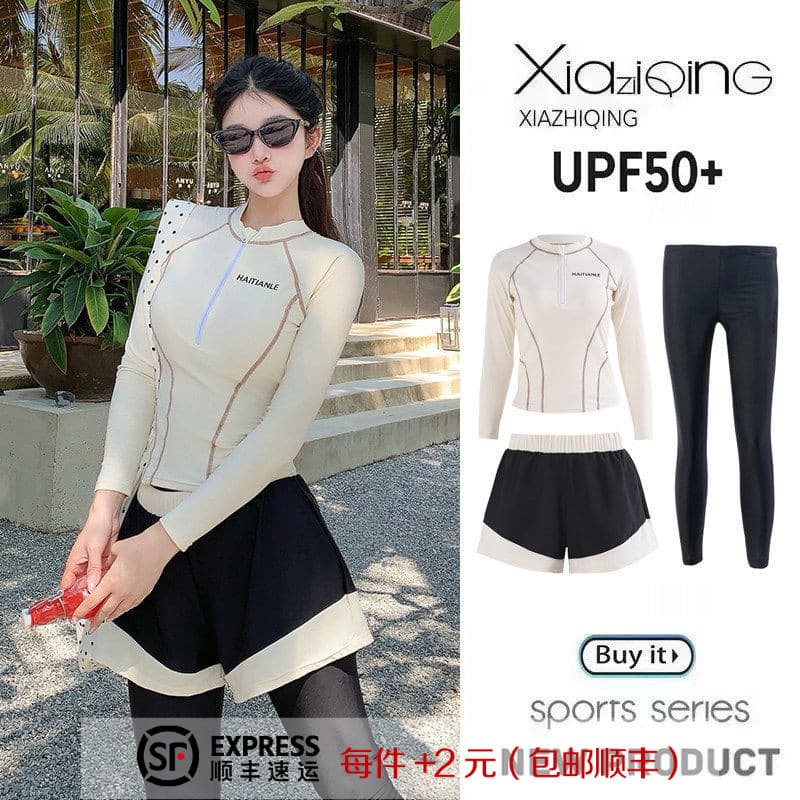 Novo estilo maiô feminino dividido calças de manga comprida protetor solar de secagem rápida mergulho mãe roupas mais ma