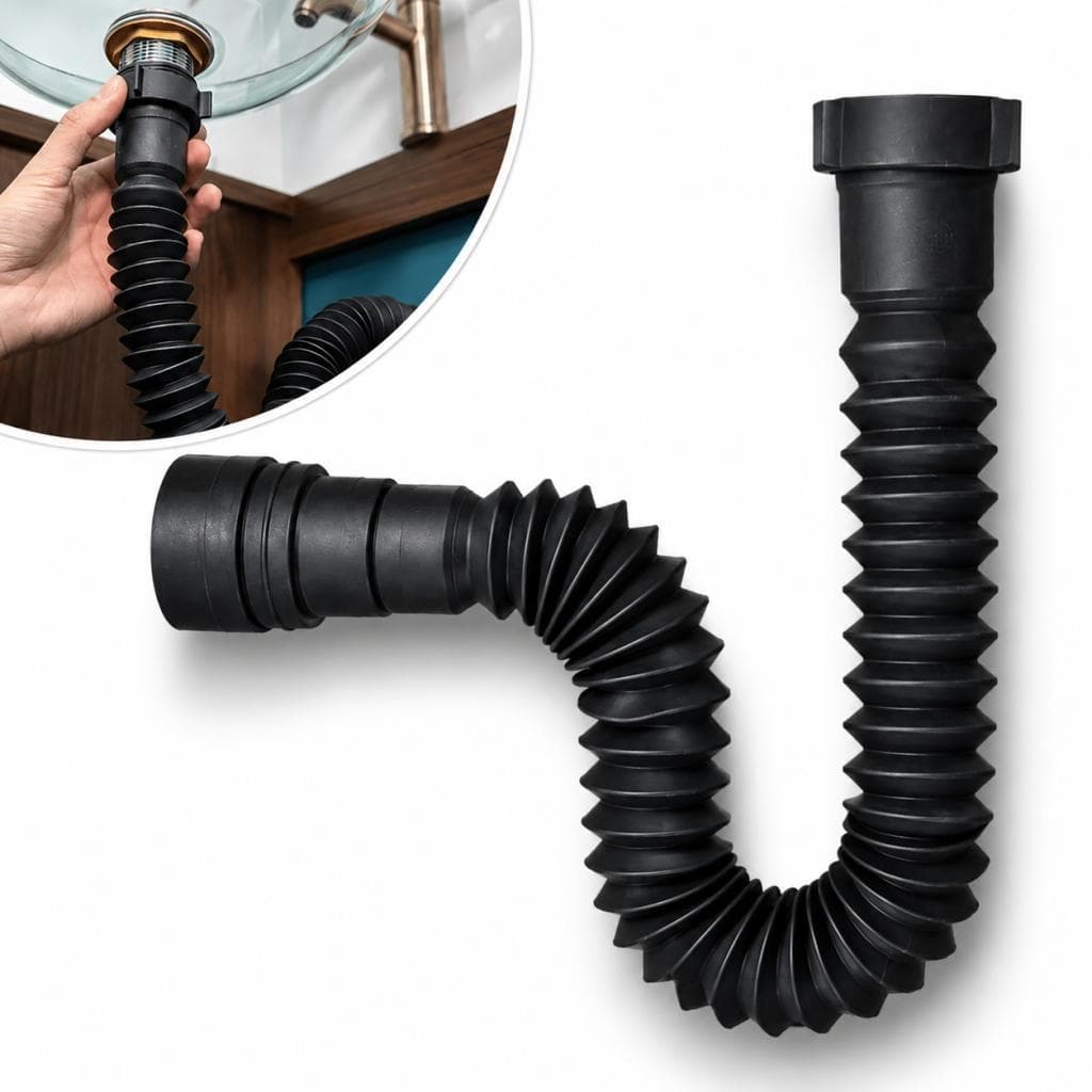 Sifão Inteligente Bruen 70cm Preto Universal em ABS para Pia e Lavatório