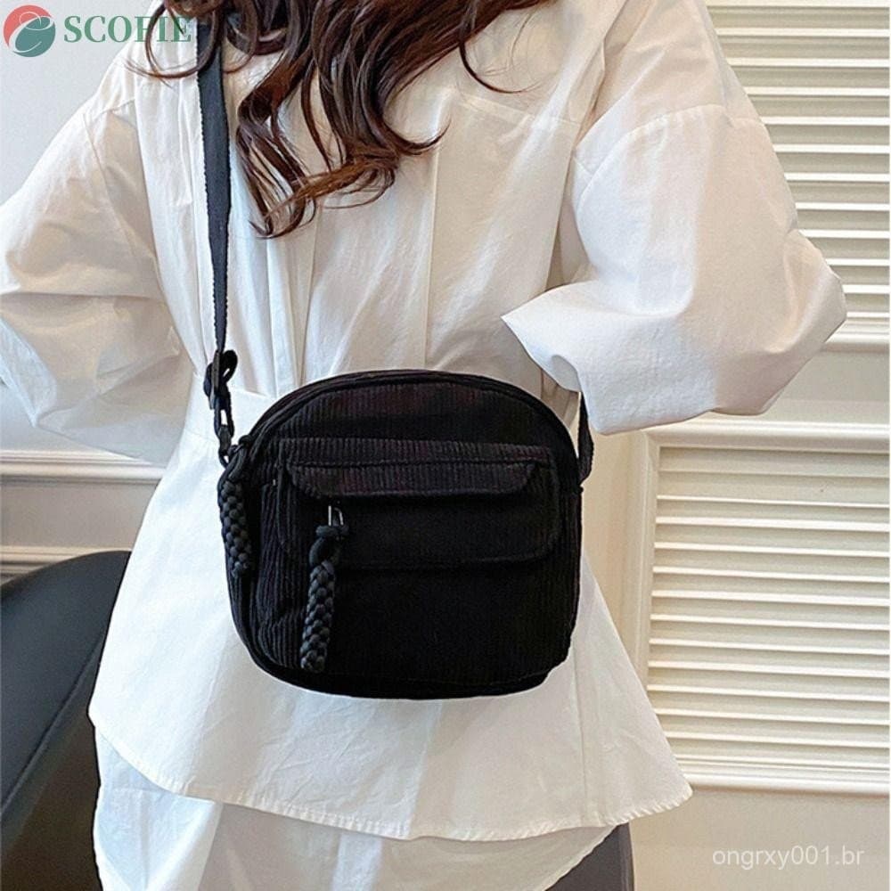 SCOFIE Bolsa Crossbody De Cor Sólida , De Ombro De Veludo De Grande Capacidade Quadrada Pequena