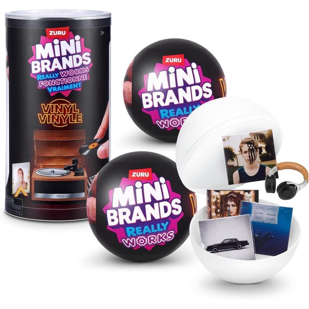 Mini Brands Really Works Série Vinil 1, Pacote com 2, 8 Mini Vinis para Tocar, 2 Acessórios Surpresa, Requer Toca-discos