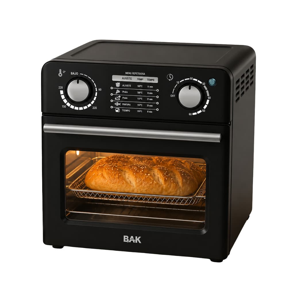 Air Fryer Oven 10L BAK Elétrica Preto Forno Fritadeira 2 em 1 Fritadeira 5 Funções 127v 220v