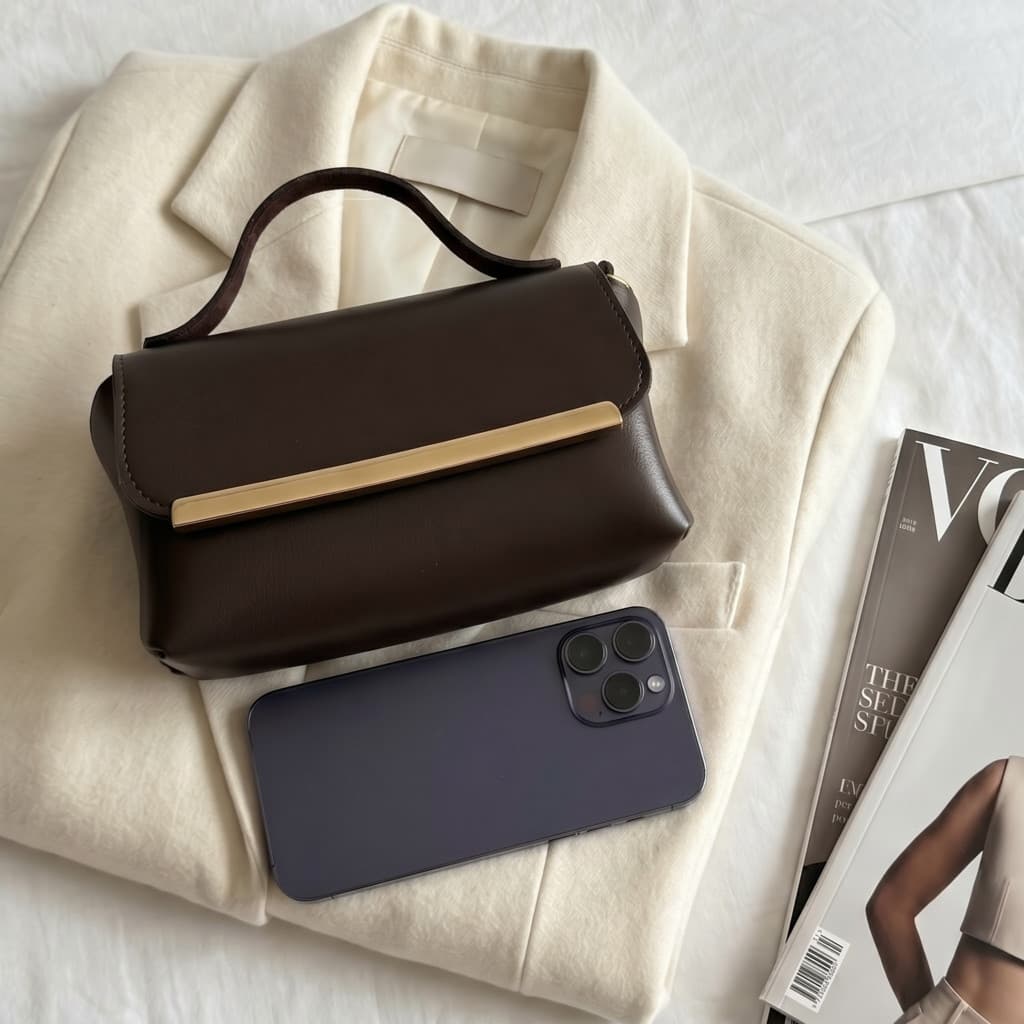 Bolsa Feminina Dourada Pequena Elegante Com Alça De Corrente Transversal e de Mão