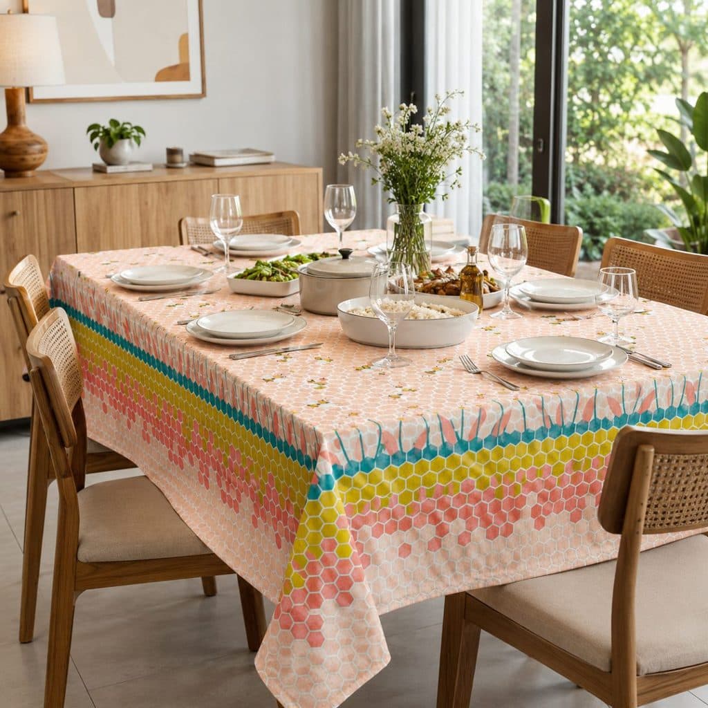 Toalha de Mesa POP Retangular Estampada 6 Lugares Flor de Mel 1,40x2,10m Lepper