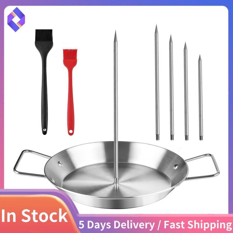 Espeto Vertical Premium Para Grelha E Forno-De Aço Inoxidável Al Pastor Com 5 Pontas Ajustáveis Panela Giroscópica (6-14