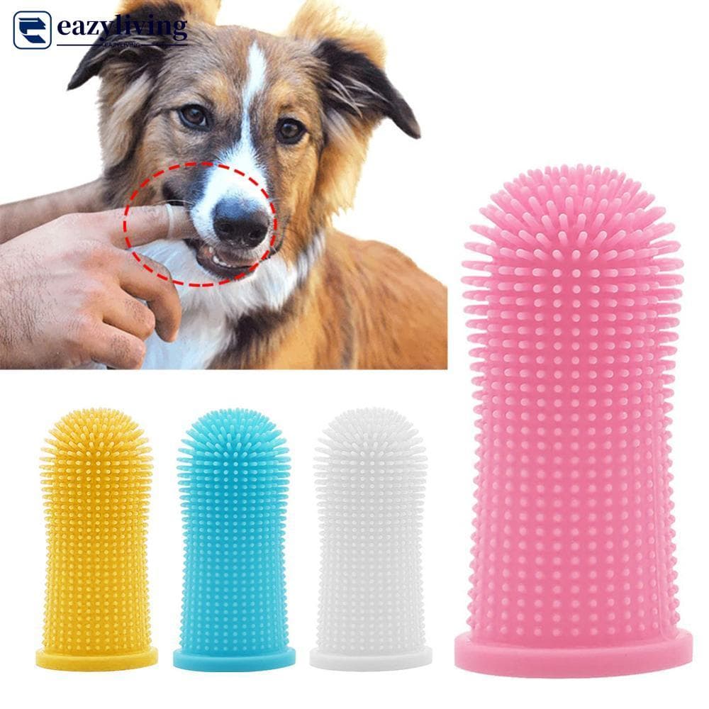 EAZYLIVING 1Pc Silicone Macio Cão De Estimação Dedo Escova De Dentes Limpeza Mau Hálito Cuidados Não Tóxico Ferramenta L