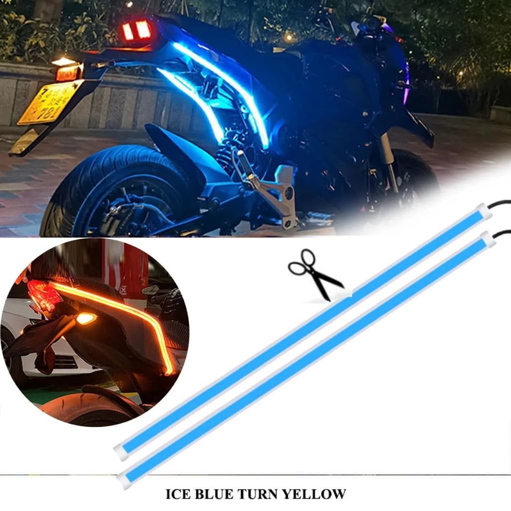 2pcsTurn Sinal Tira Luz De Circulação Diurna Motocicleta Led Decorativa Aviso Lanternas Traseiras Ambiente À Prova Dwate