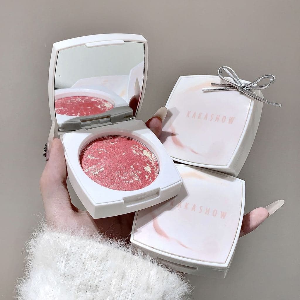 [Estoque pronto] kakashow Shaping Baking Blush Fino Piscando Pérola Blush Clareador Estilo Coreano Atmosfera Blush Plate