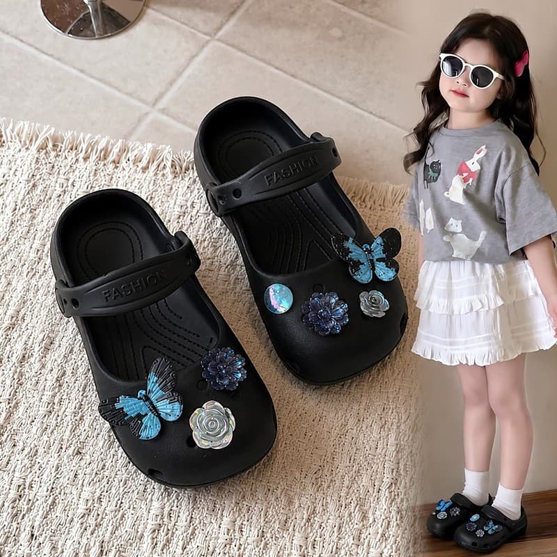 Sapatos de balé infantis preguiçosos de duas peças sandálias Baotou verão Mary Jane meninas chinelos de uso externo sapa