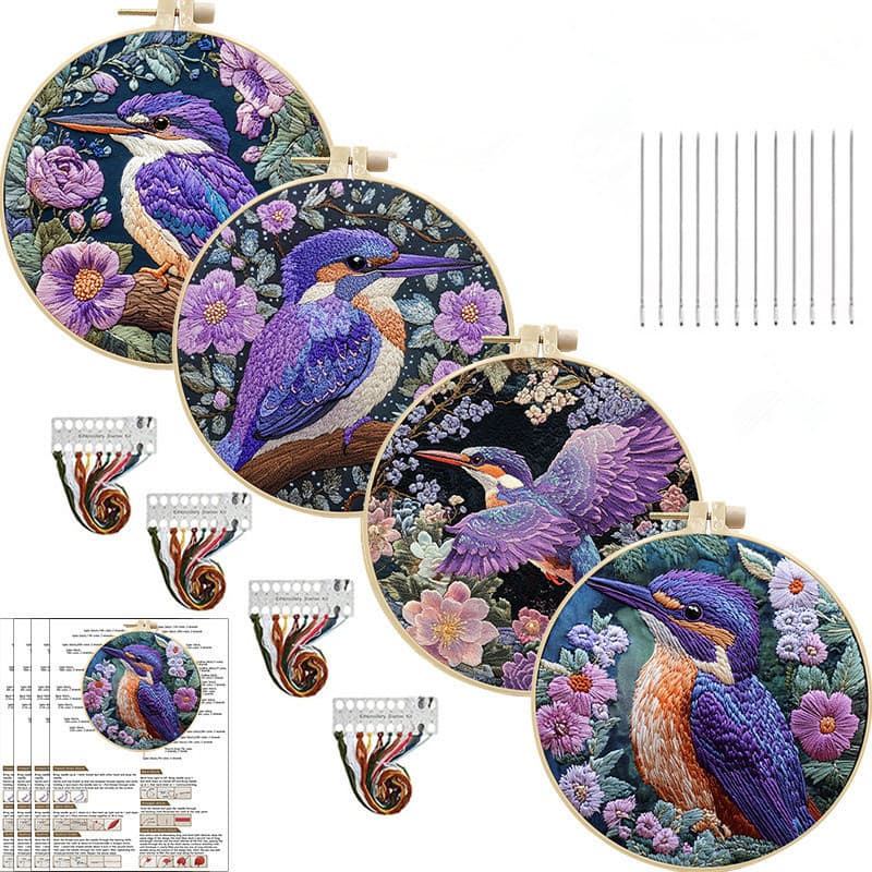 Kit De Bordado De Pássaro Roxo Para Iniciantes Com Linha De Instruções En Agulha De Pano Estampada DIY Decoração De Casa