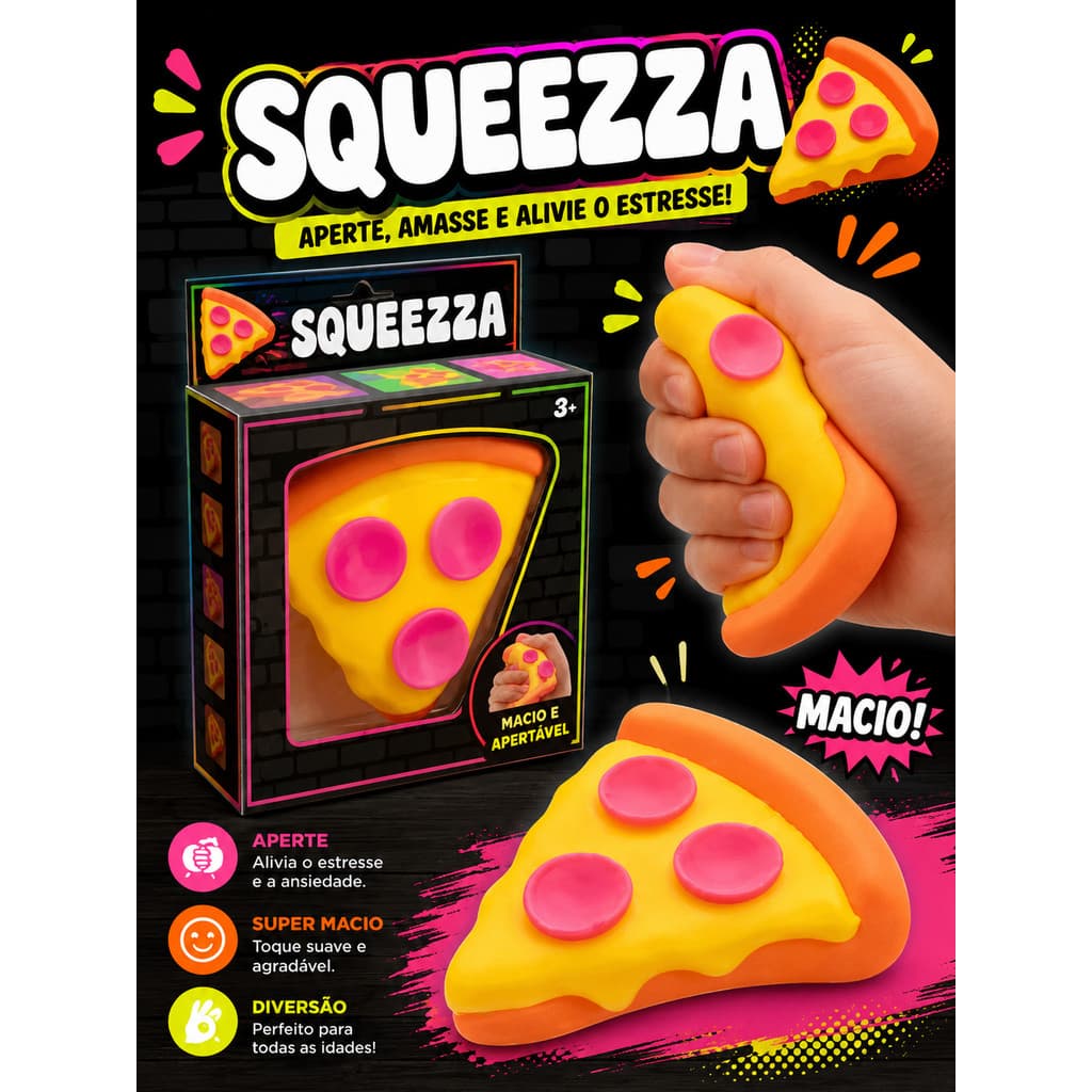 Squishy Pizza Antiestresse Brinquedo Sensorial Macio Slow Rising de Pizza com Textura Super Fofa