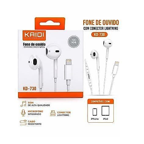 Fone De Ouvido, iphone Intra Auricular Estéreo Celular Kaidi KD-730  Controle Volume