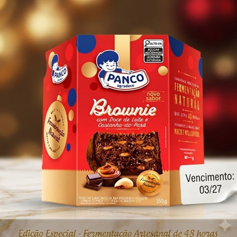 Chocotone Brownie Panco Recheado com Doce de Leite Castanha-do-Pará 550g