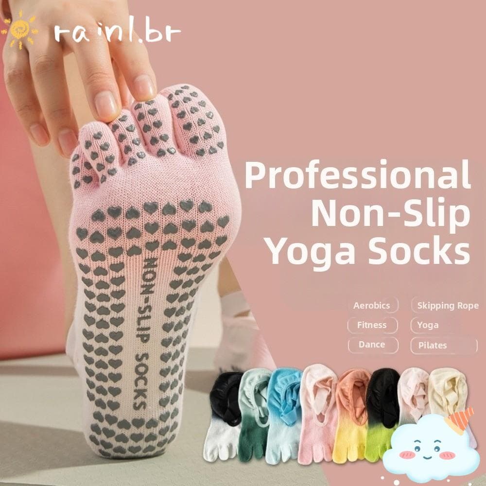 Meias De Ioga De Chuva , Tiras Elásticas Cruzadas , Almofadas Antiderrapantes De Silicone , Pilates Cinco Dedos