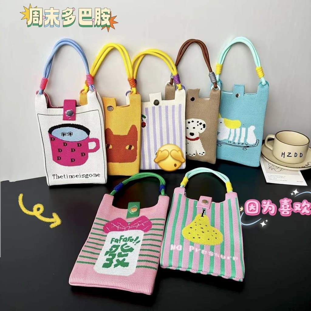 Bolsa de tecido para celular, bolsa de ombro feminina, bolsa de malha, mini bolsa de ombro única, versátil DGPE
