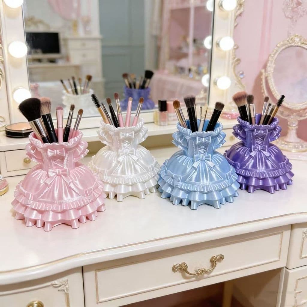 Impressão 3D novo produto vestido de princesa Lolita menina bonito caixa de armazenamento de mesa suporte de caneta orna