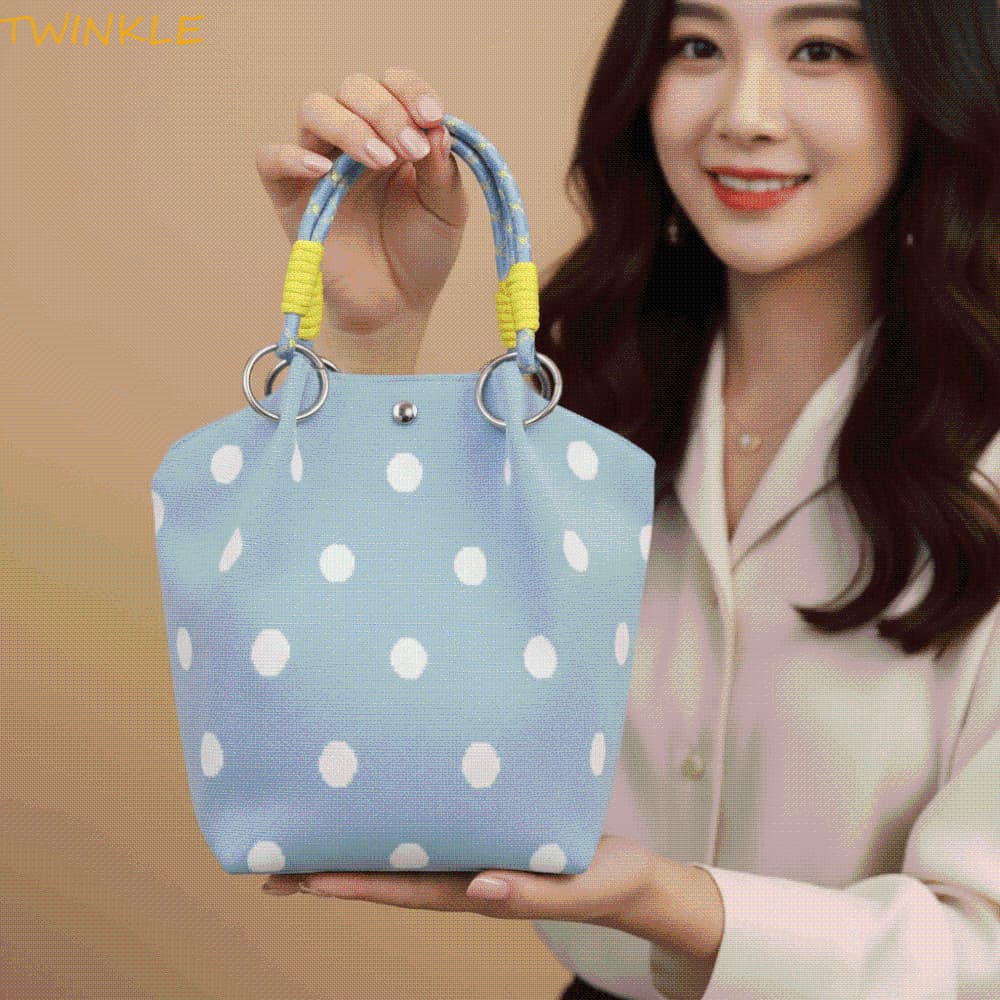Bolsa de Malha TWINKLEO, Minimalista, Leve, Casual, com Estampa de Bolinhas, Macia e Lavável com Cordão ZBTQ