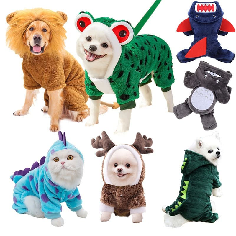 Suéter Fofo de Dinossauro e Vaca para Cães e Gatos - Macio e Felpudo, Casaco Quente de Inverno com Design Divertido, Tam