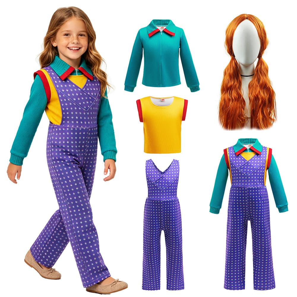 Crianças Holly Traje Estilo Retro Colorido Impressão Roupas Moda Meninas Camisa Regata Macacão Halloween Carnaval Role P
