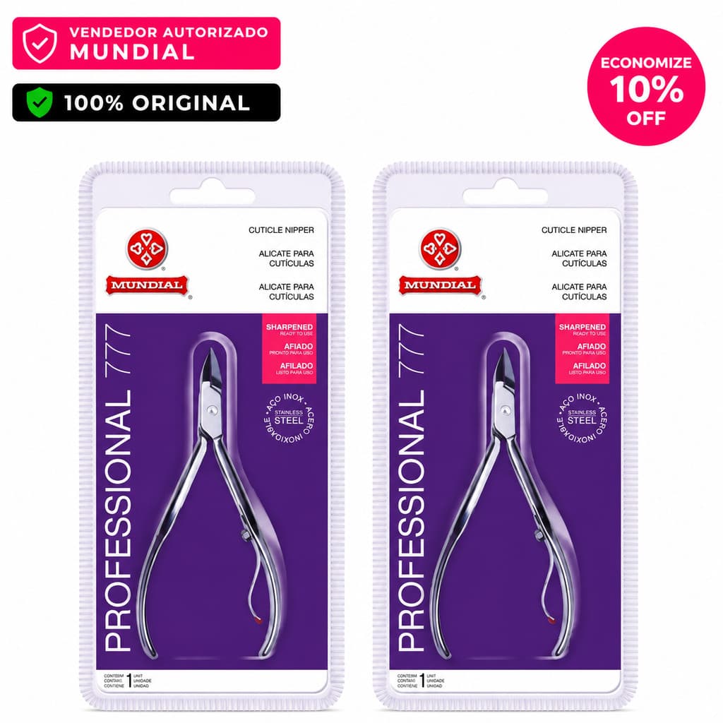 Kit 2 Alicates Mundial 777 Professional Premium – Alta Precisão para Manicure