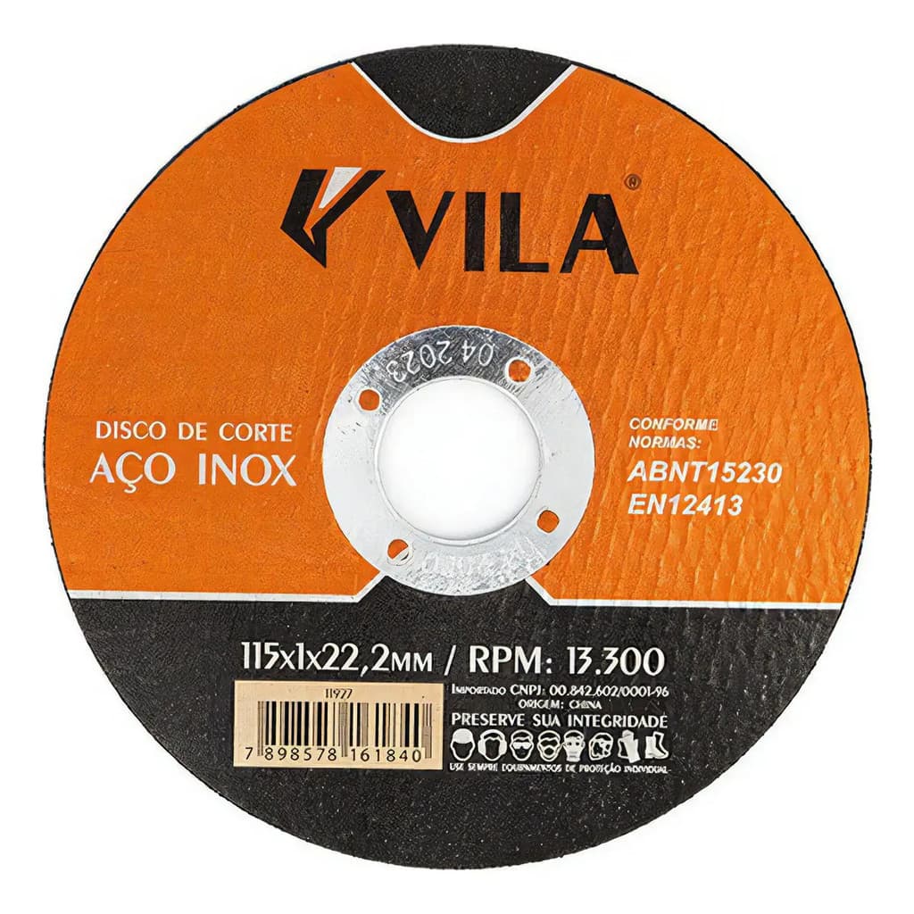 Vila Kit 50 Disco De Corte Inox 4.1/2 115x1,0x22,2 Cinza