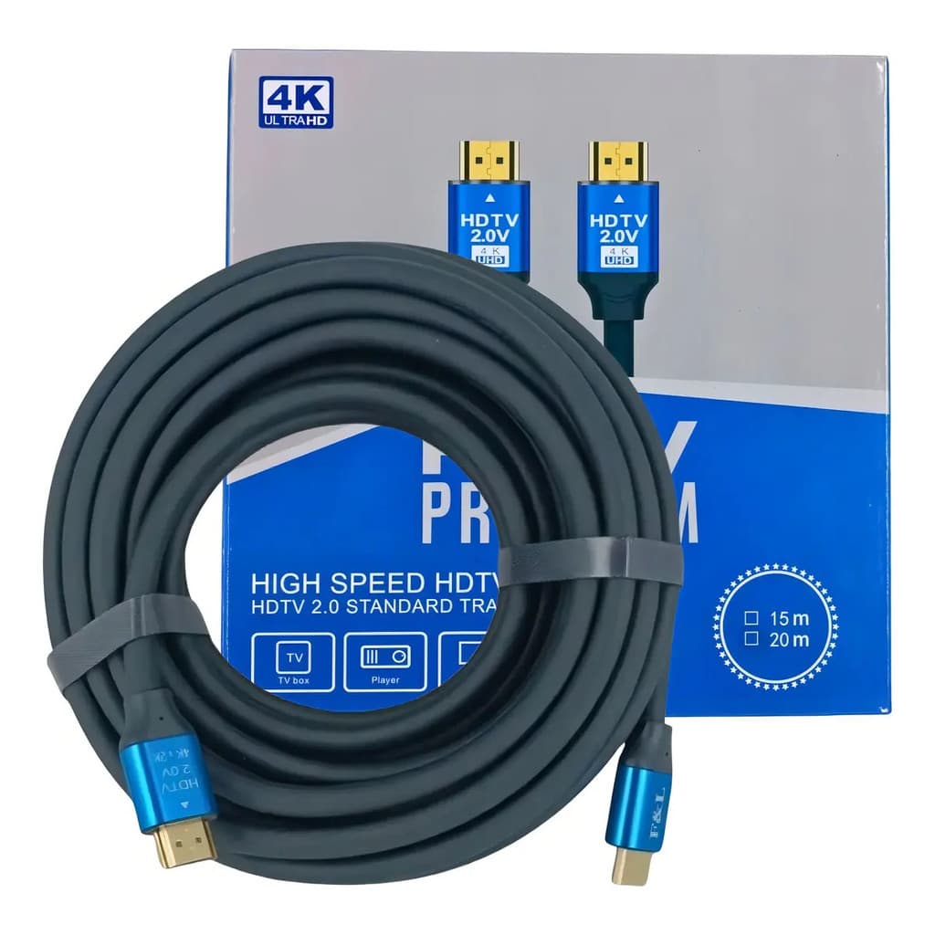 Cabo Hdmi 15 Metros 4k 2.0 Com Conector 24k Gold Blindado