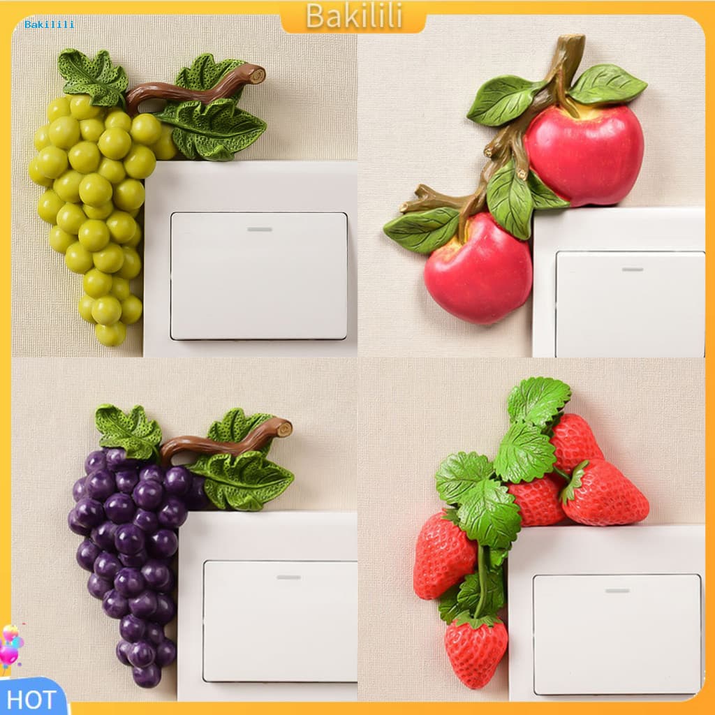 { Bakilili } Tampa Da Placa Do Interruptor De Parede Decoração De Arte De Casa Adesivos Frutas 3d Fofos De Resina À Prov