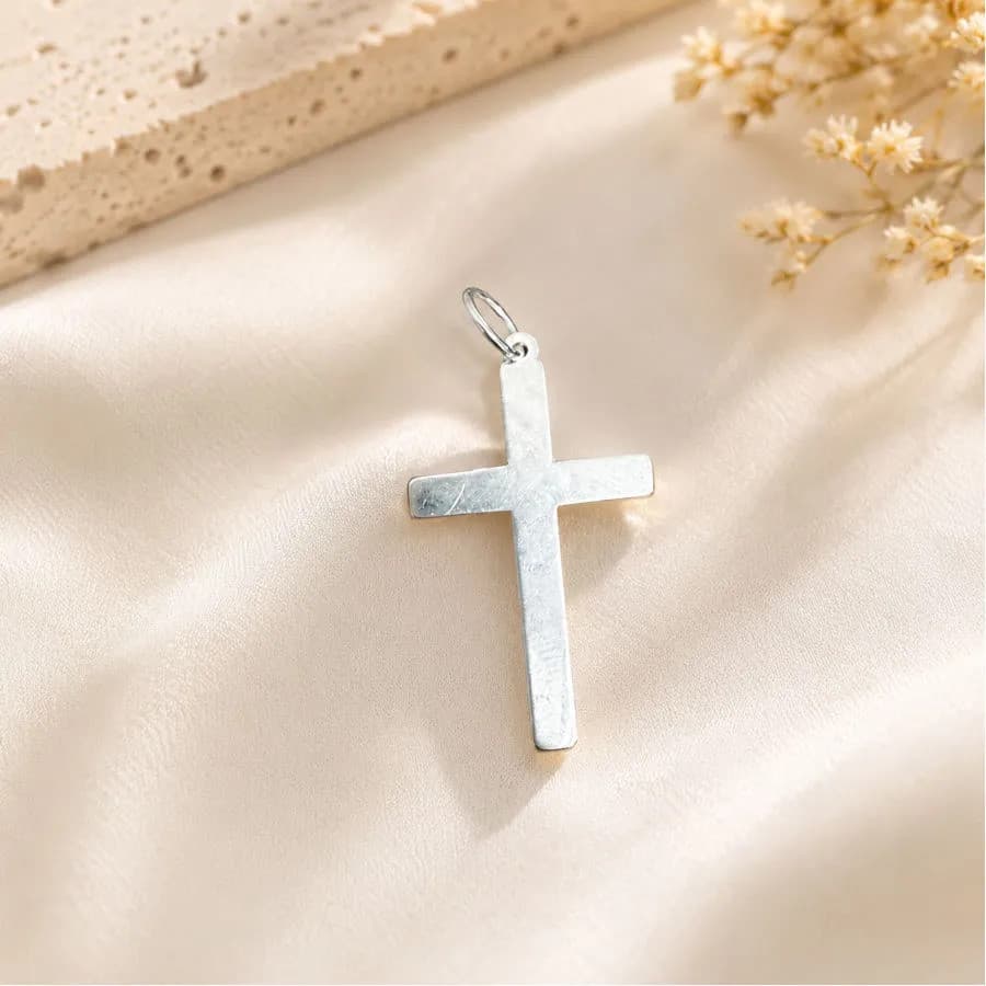 Pingente Cruz Feminino Prata Legítima Lisa Para Corrente Colar Elegante