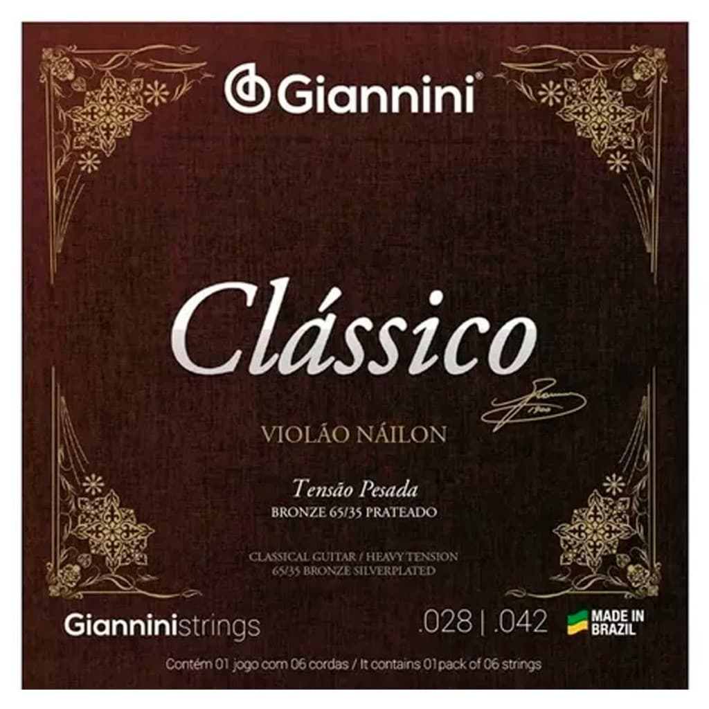 Encordoamento Nylon Violão Corda Giannini Clássico Pesada GENWPA