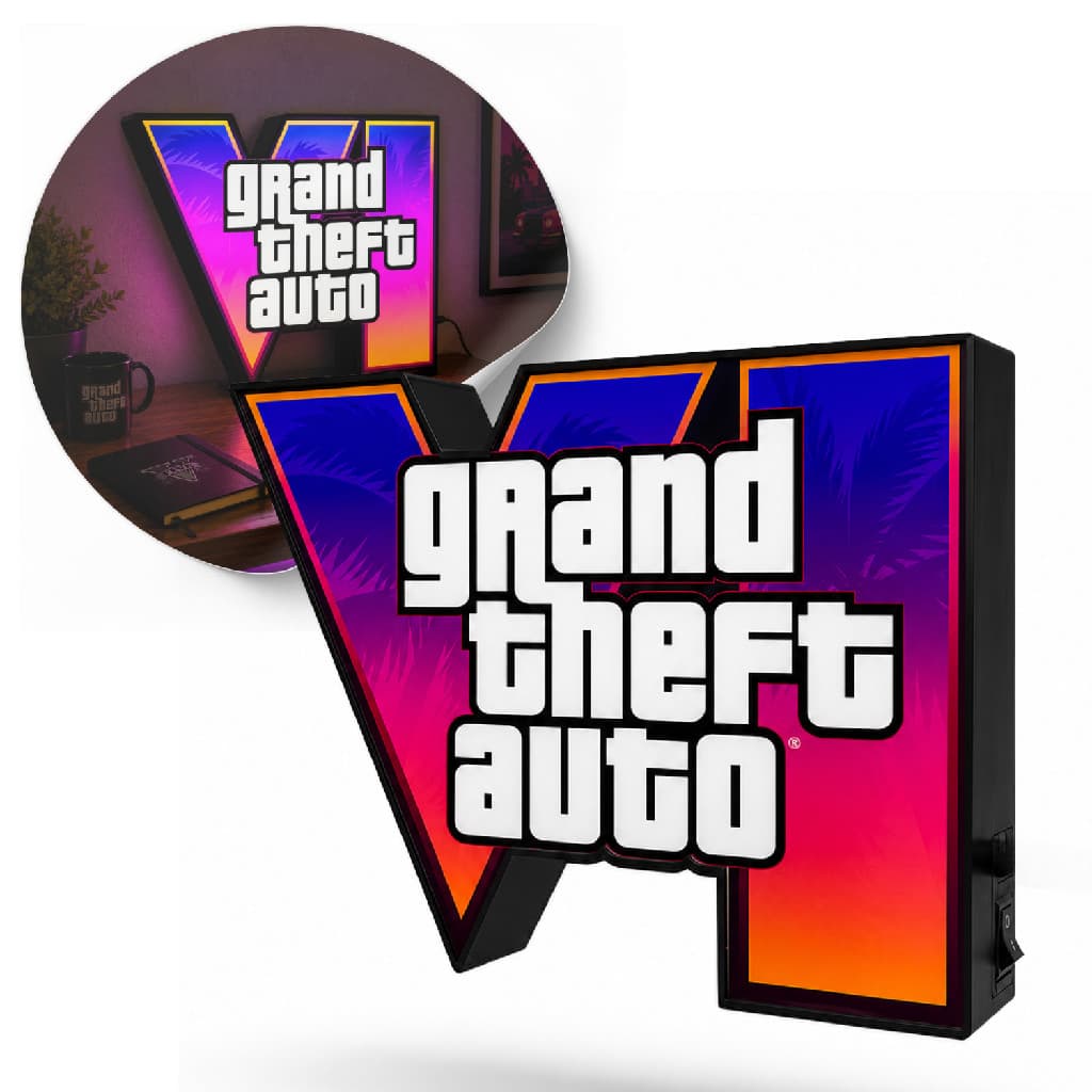 Placa Luminária Decorativa Temática Inspirada No Jogo Gta 6