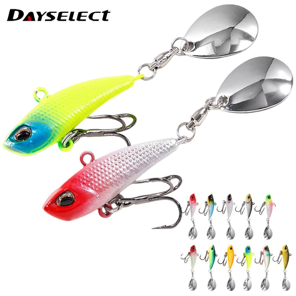 DAYSELECT 1 Peça 7g/11g/15g/21g Metal Giratório Lantejoulas VIB Isca Dura De Pesca De Tiro De Longo Alcance