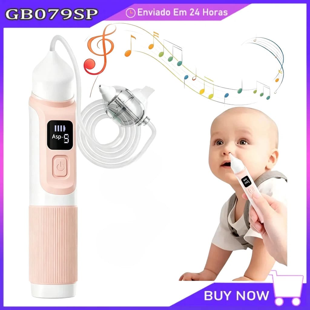 Aspirador De Nariz Elétrico Para Bebê Portátil E Recarregáve