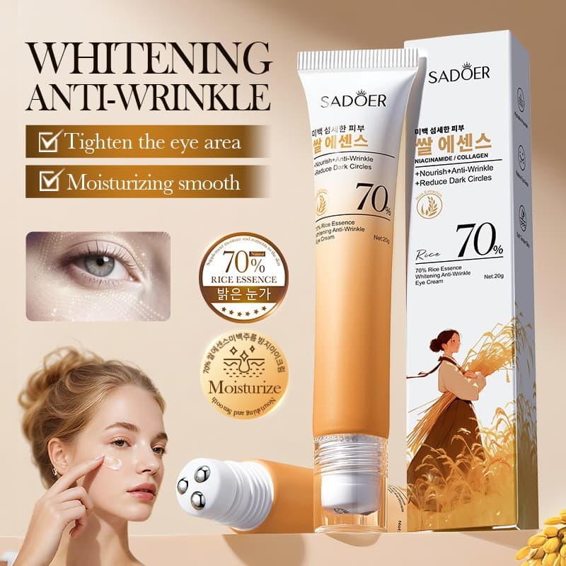 Creme para os Olhos Anti-Rugas com Extrato de Arroz e Máscara para Redução de Olheiras
