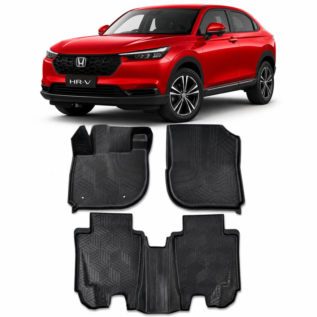 Jogo Tapete Tipo Bandeja Borda Alta TPE Emborrachado Honda HR-V 2023 Em Diante 5 Peças