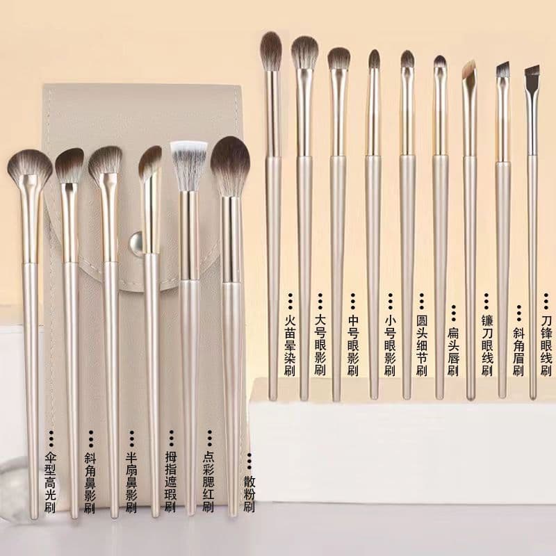 Conjunto completo de cabelo macio 15 maquiagem conjunto de pincéis manchas deitado bicho da seda nariz sombra lâmina del