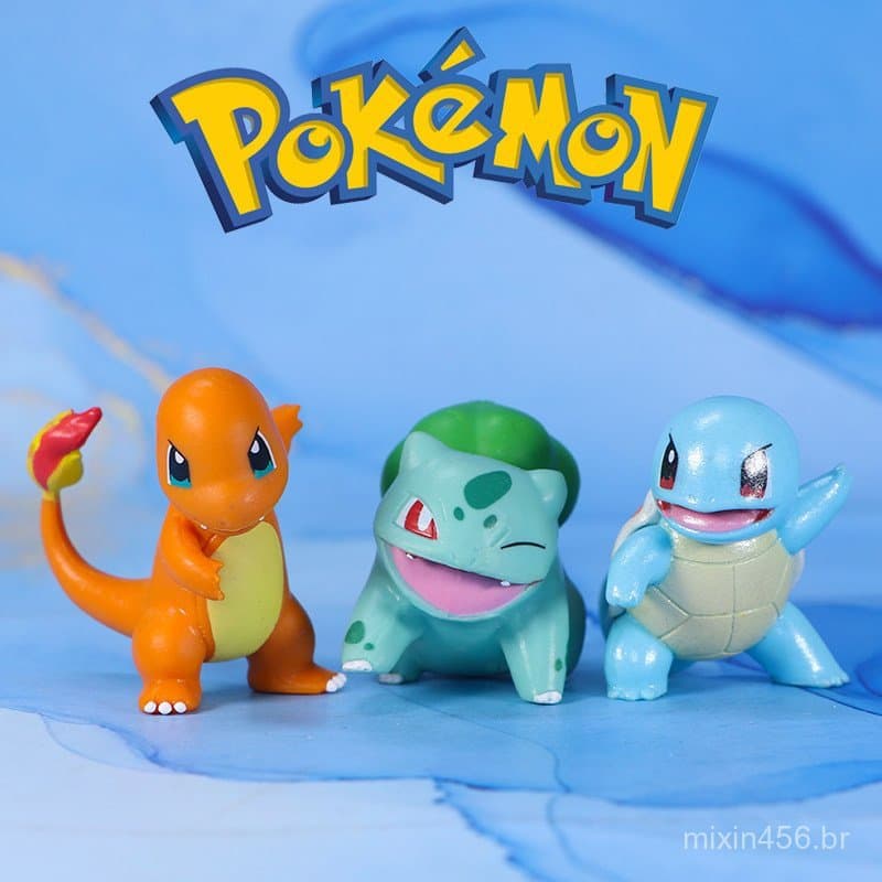 Novos modelos de mini figuras Pokémon de primeira geração da WCT: Charmander, Bulbasaur, Squirtle.