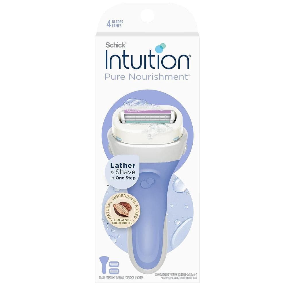 Lâminas de Barbear Schick Intuition Pure Nourishment para Mulheres | 1Razor&2IntuitionRefil de Lâminas de Barbear com Ma