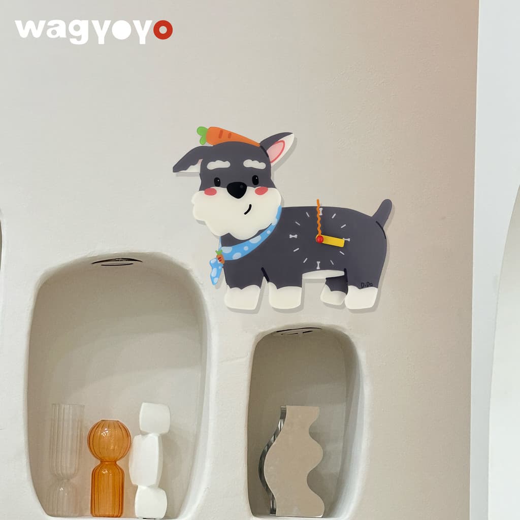 Original Schnauzer relógio de parede relógio decoração arte macio criativo bonito filhote de cachorro relógio de parede