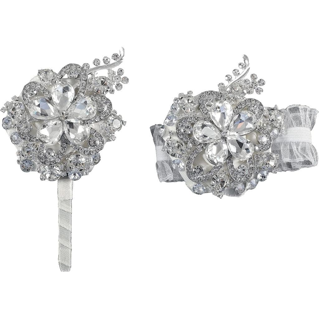 Conjunto de 2 peças: Pulseira de pulso de luxo com cristais brilhantes e diamantes, um para a noiva e outro para o noivo