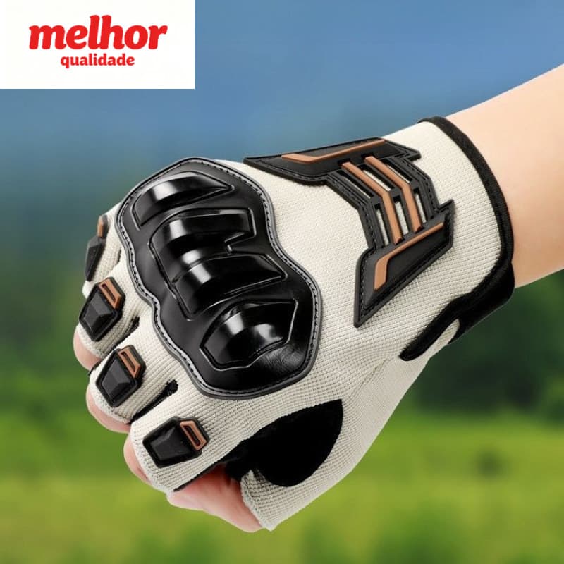 Luvas de meio dedo para motocicleta, proteção rígida para articulações, luvas de ciclismo, respiráveis, antiderrapantes,